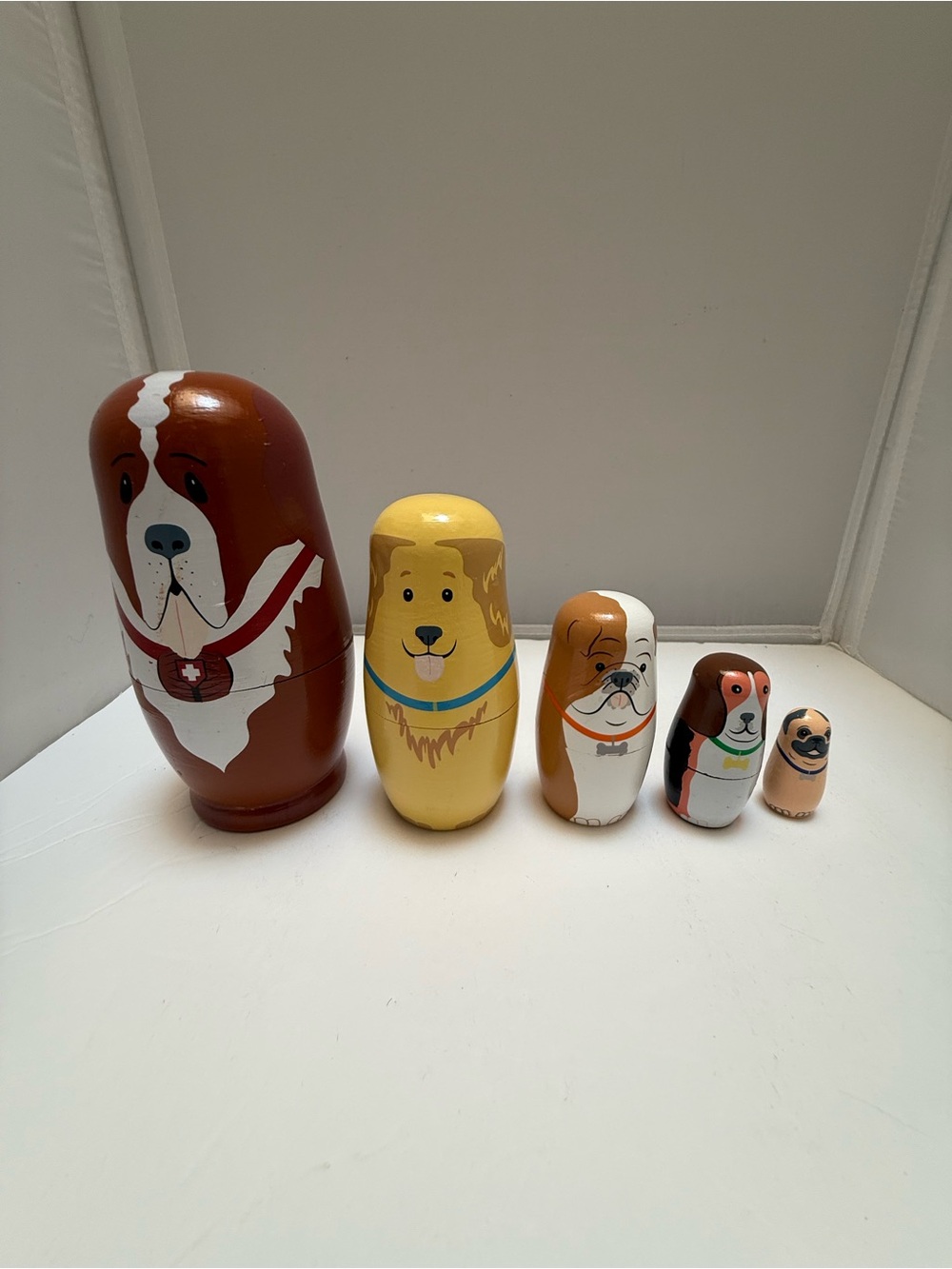Nesting Dolls Set - Hand-Painted Dog Nesting Dolls Set - Brown, Yellow, Tan #15